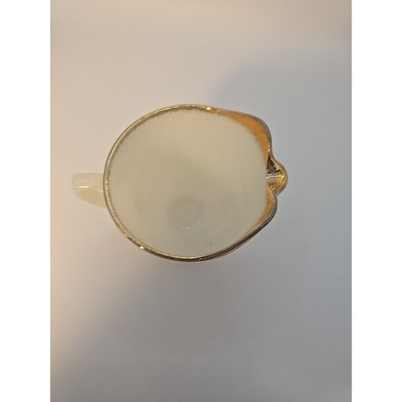 Fire King Creamer Golden Anniversary Ivory Swirl Gold Trim USA Anchor Hocking - Picture 5 of 6